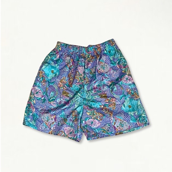 Vintage 1990s Colorful Geometric Fish Print 100% Nylon Swim Trunks Size Large - Picture 10 of 14